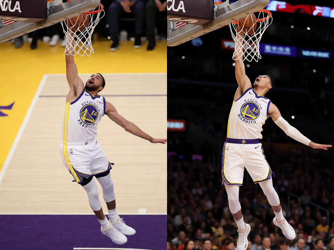 NBA篮球比赛球场球员突破上篮瞬间